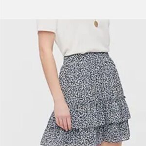 J. Crew Black and White Floral Mini Skirt
